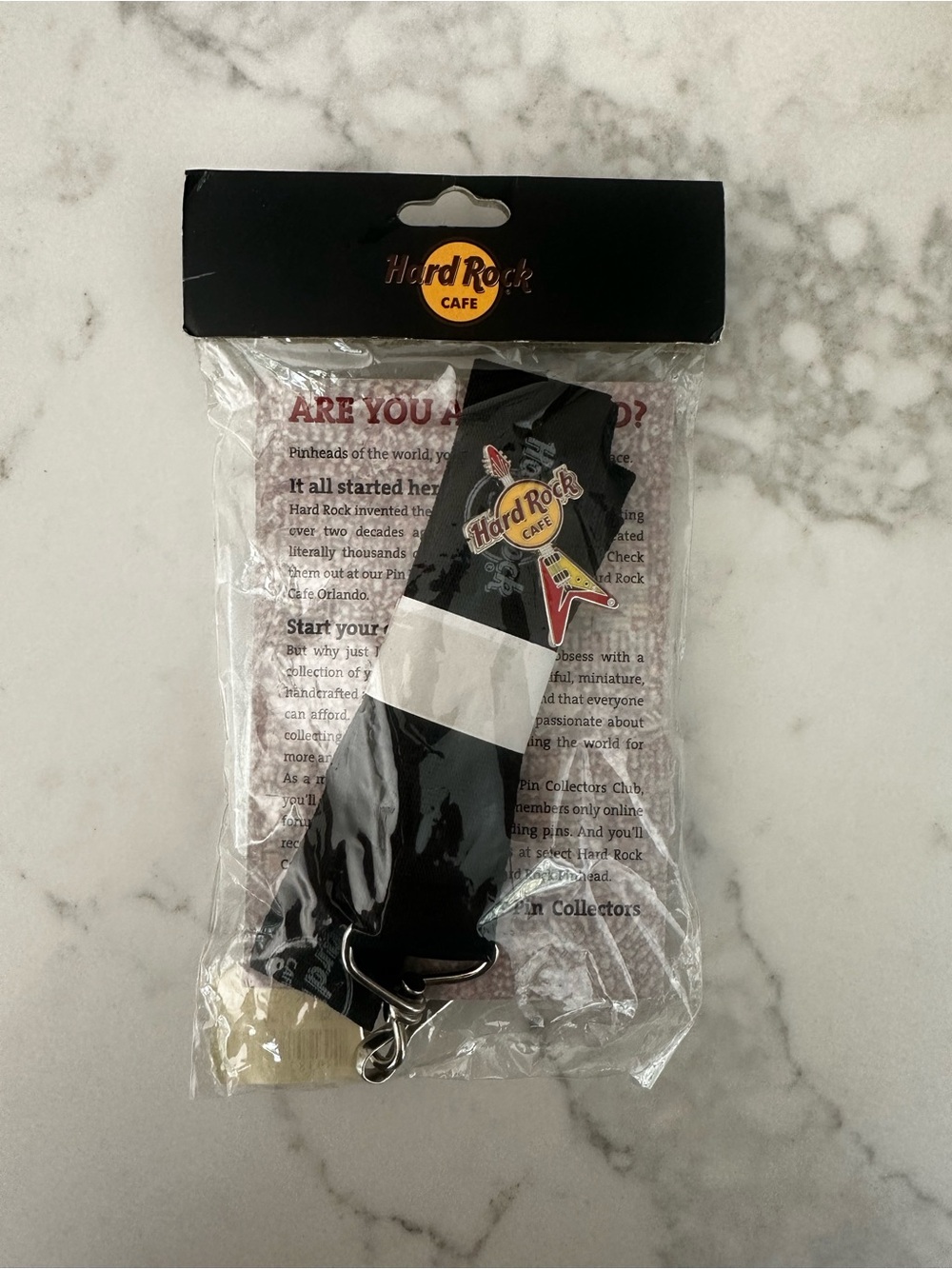 Vintage Hard Rock Cafe Start Me Up Pin Lanyard Set Silver Disc Sealed Flying V